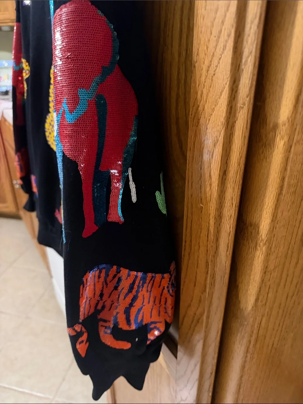 QUEEN OF SPARKLES Black Sweater with Neon Animal Appliqués - Picture 4 of 12